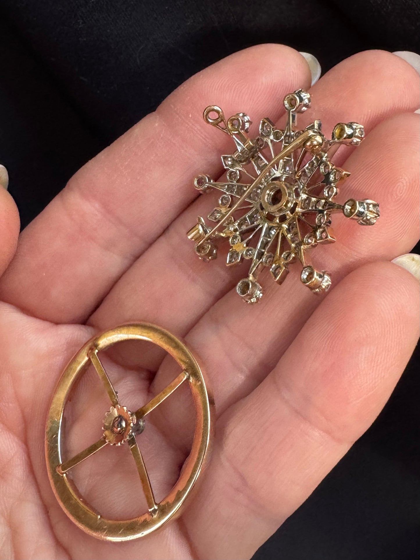 Victorian Diamond and Enamel Star Brooch Pendant