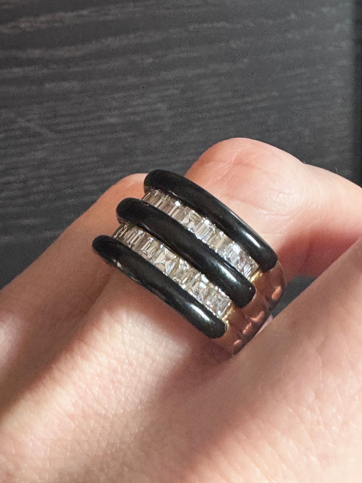 Vintage Onyx and Diamond Tapered Cigar Band