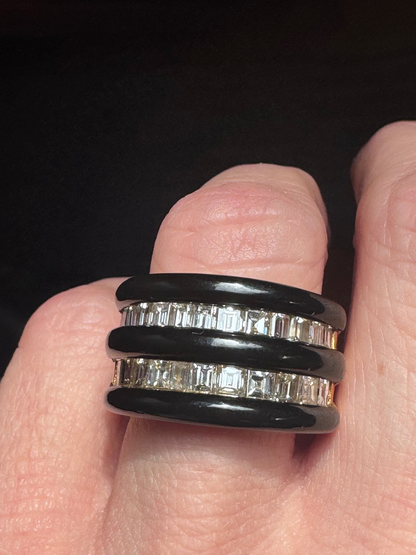 Vintage Onyx and Diamond Tapered Cigar Band