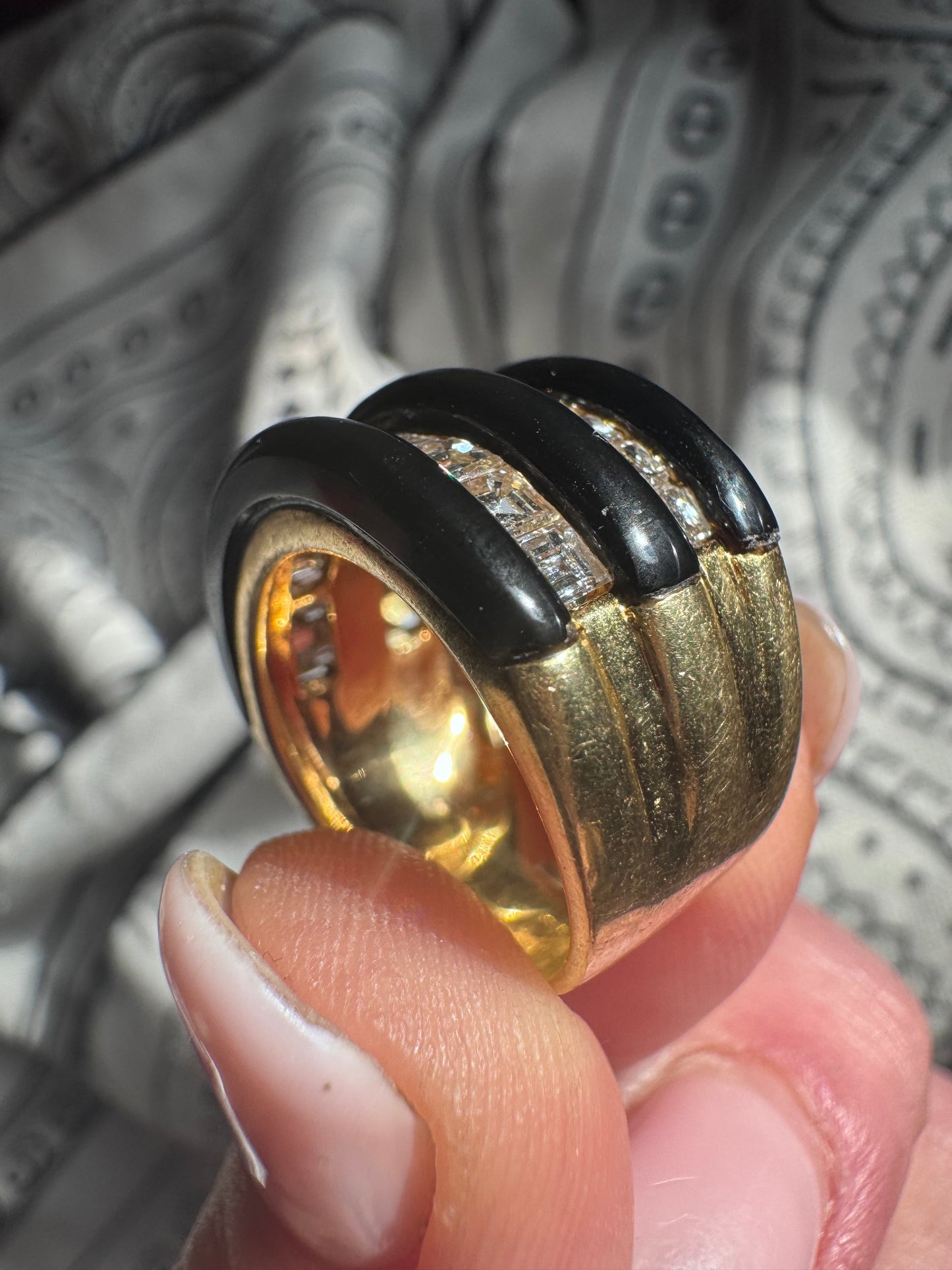 Vintage Onyx and Diamond Tapered Cigar Band