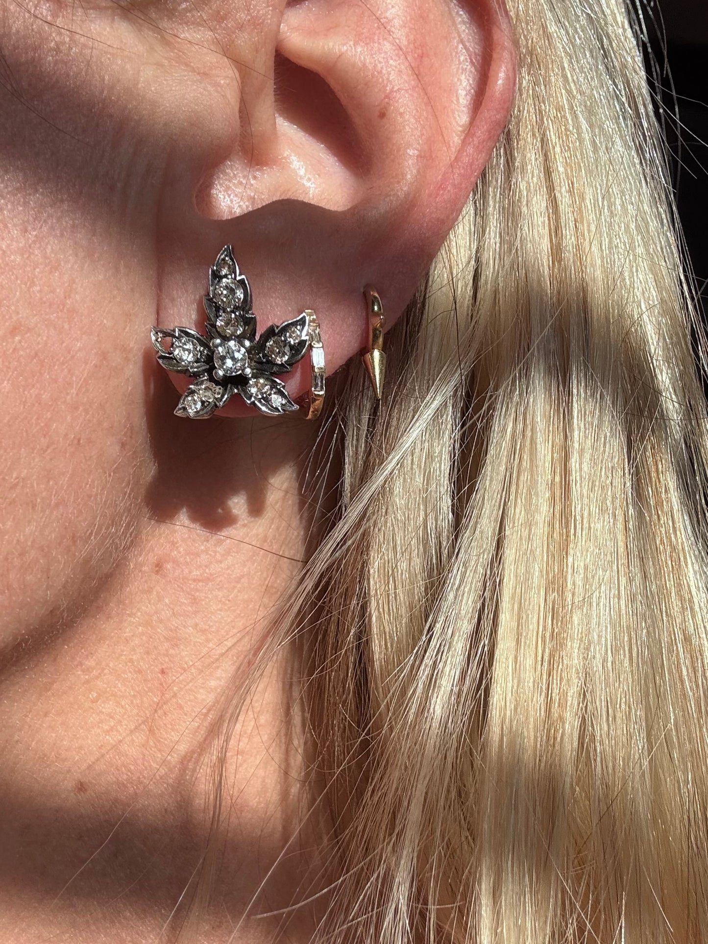 Antique Diamond Maple Leaf Earrings