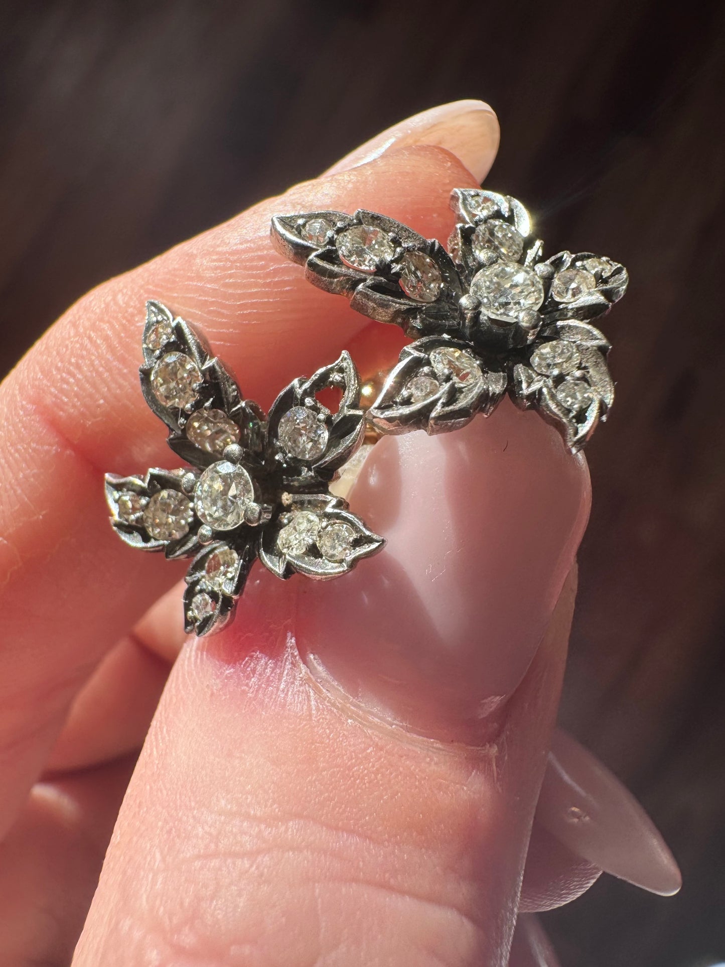 Antique Diamond Maple Leaf Earrings