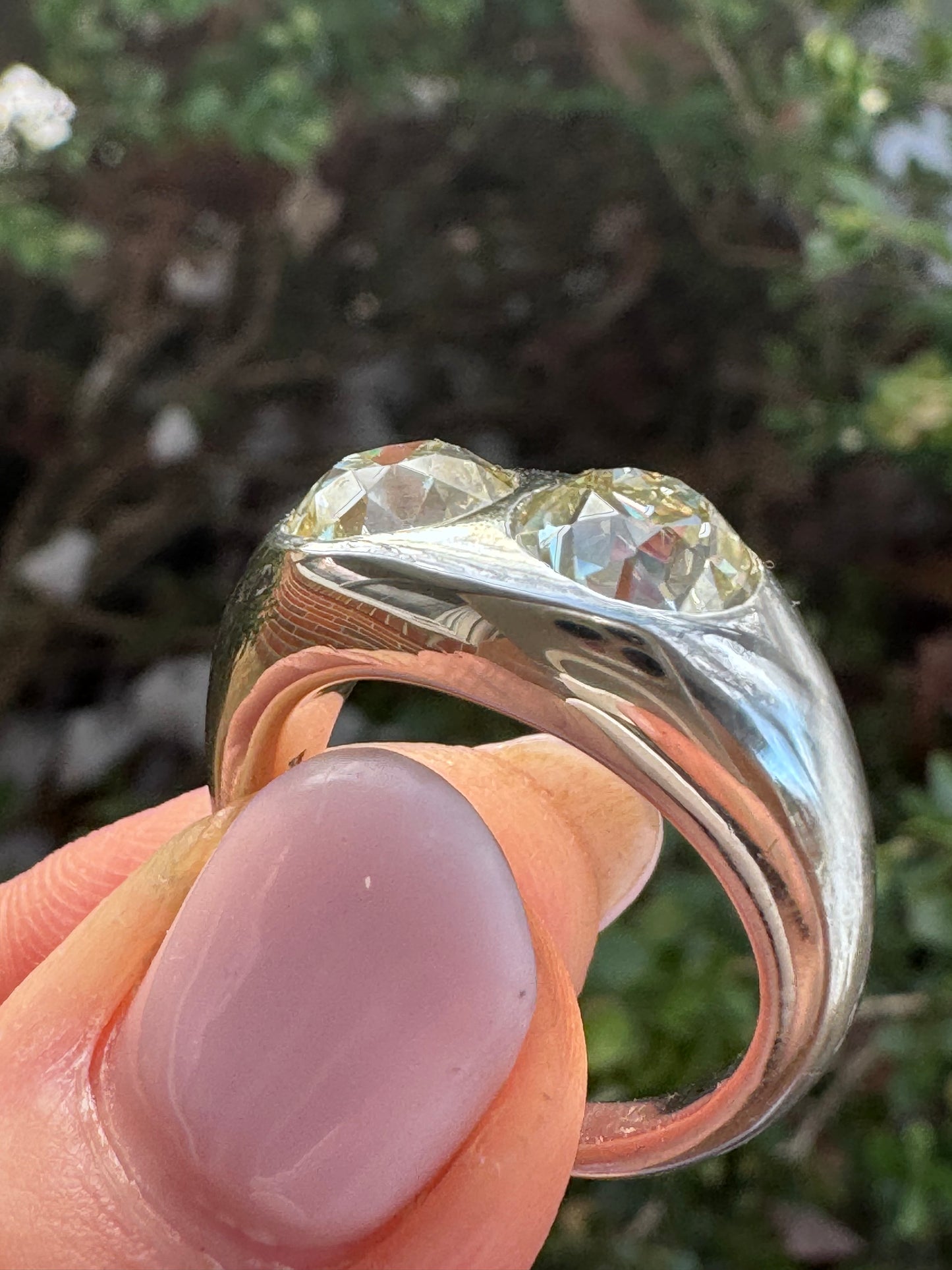 Vintage Two Stone Old European Cut Diamond Ring