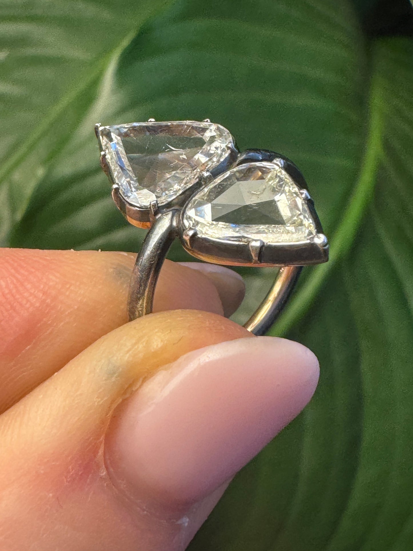 Toi et Moi Portrait Pear Cut Diamond Ring