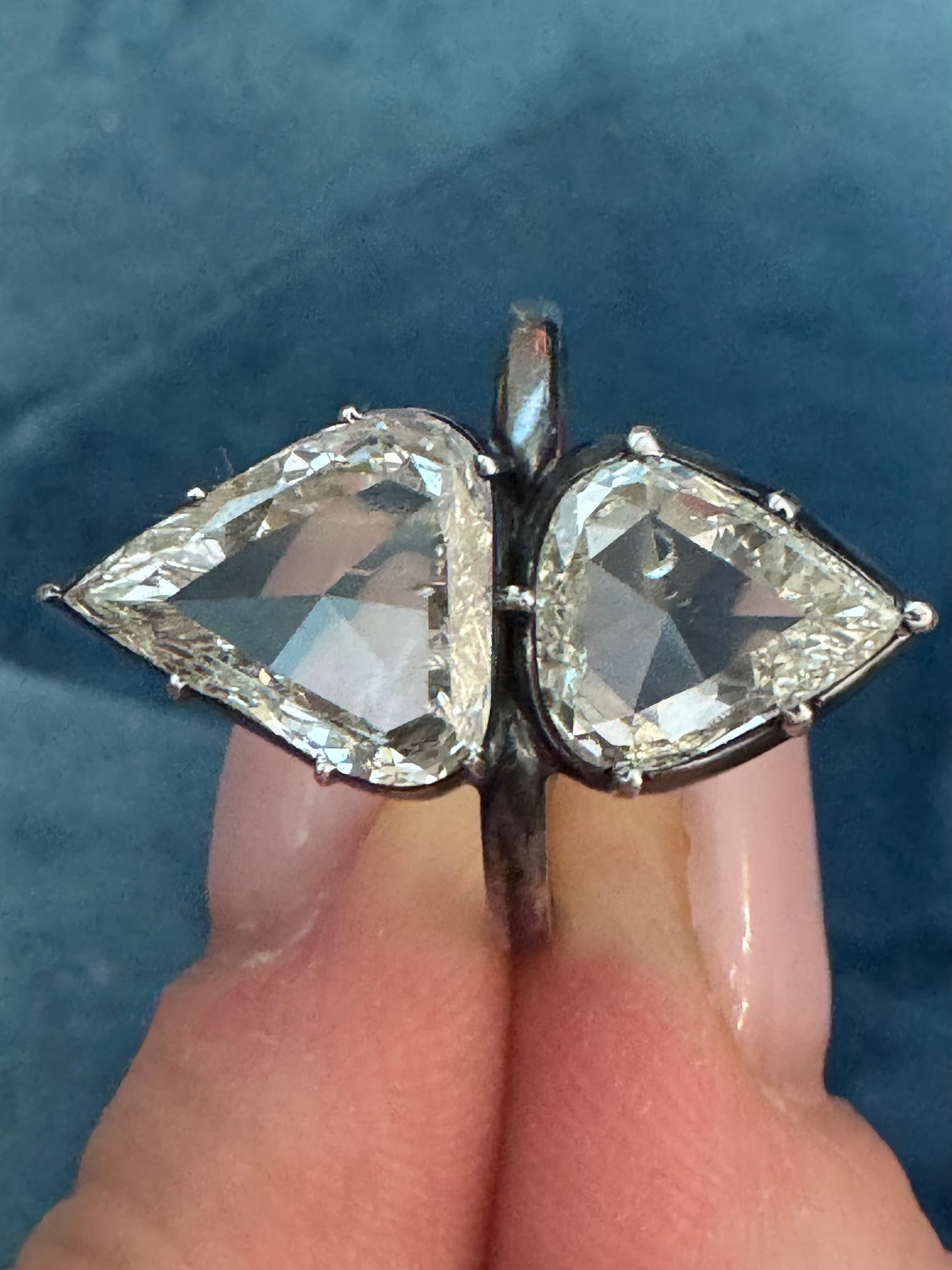Toi et Moi Portrait Pear Cut Diamond Ring