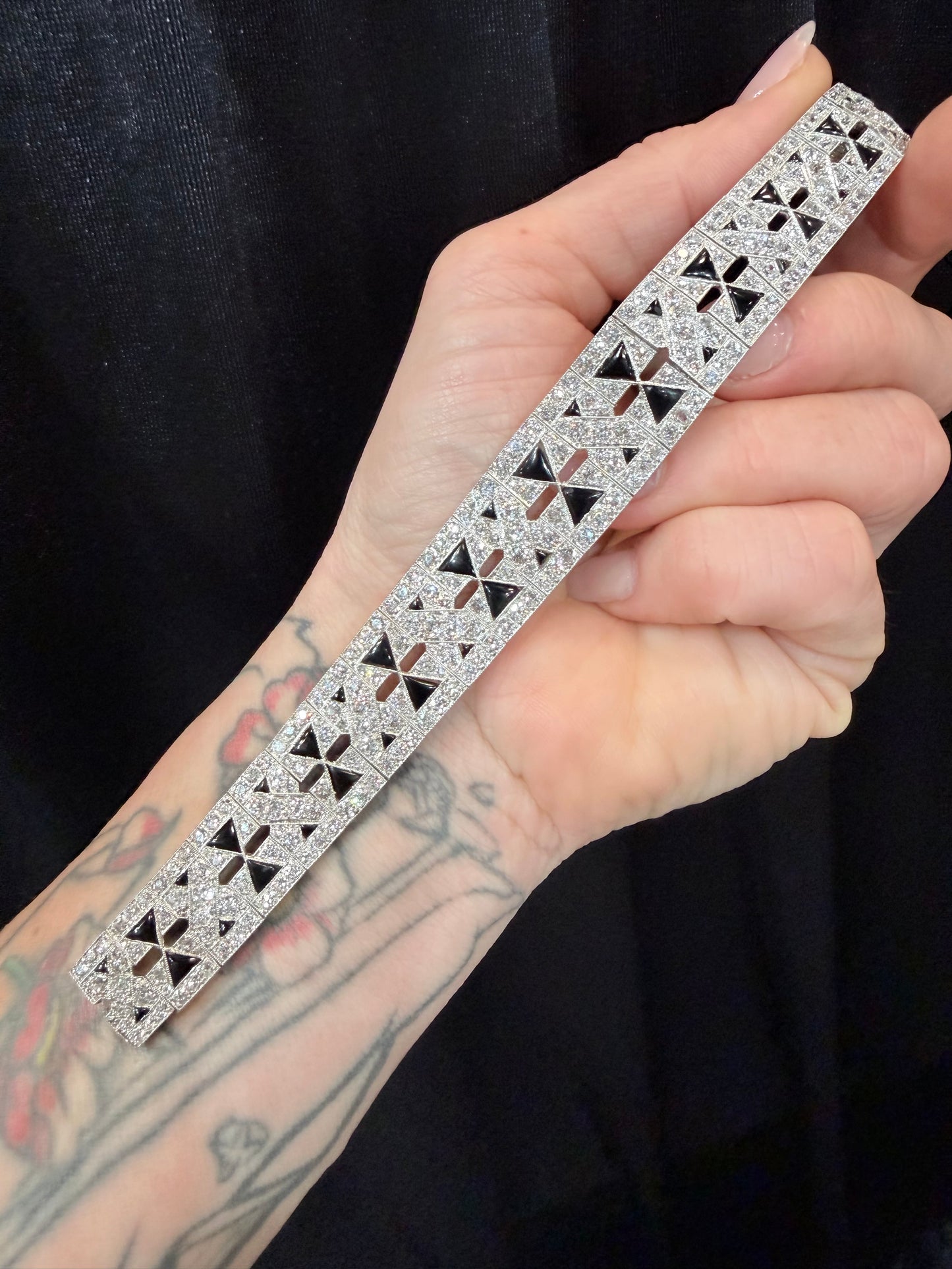 Art Deco Onyx and Diamond Bracelet