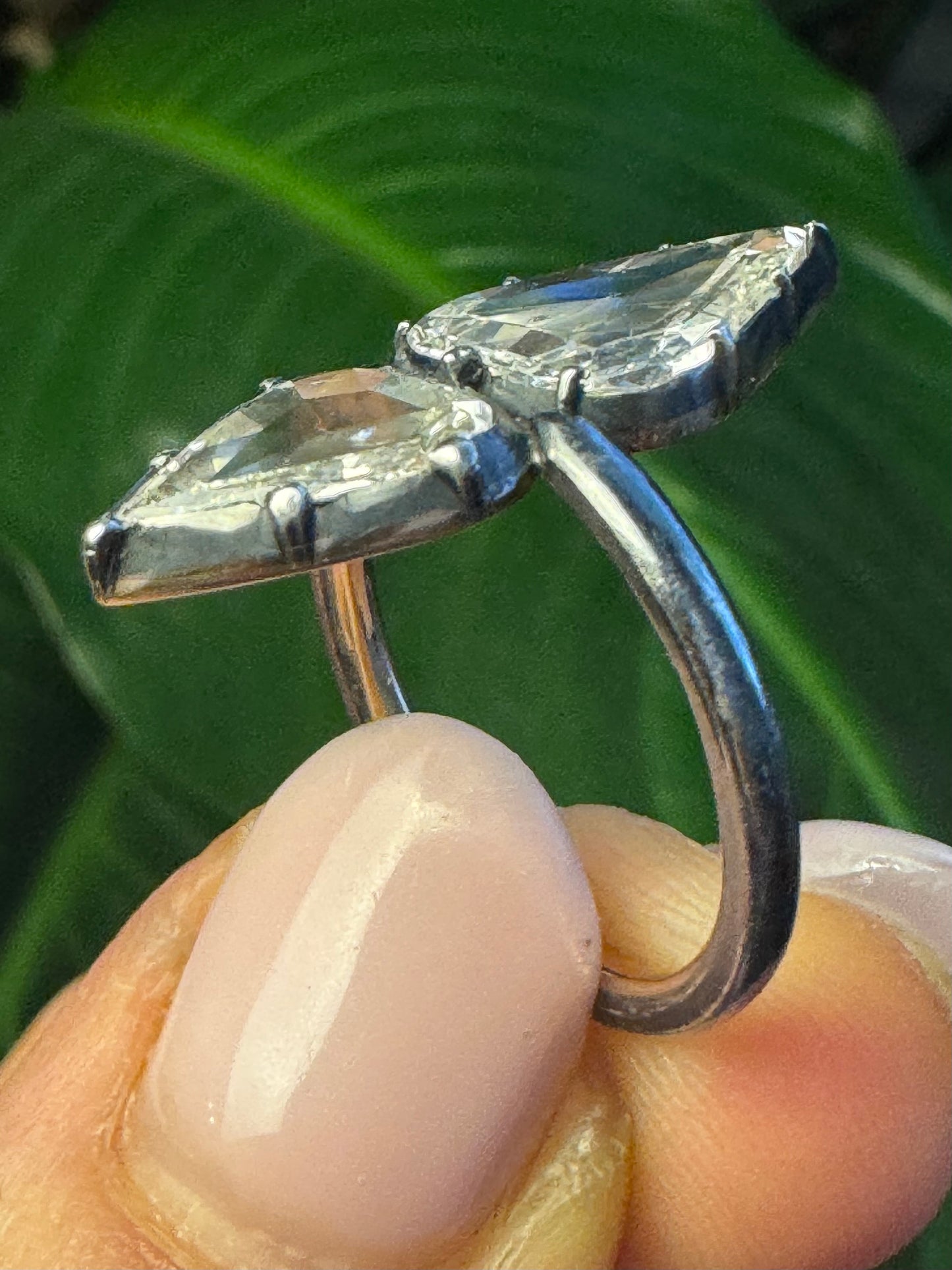 Toi et Moi Portrait Pear Cut Diamond Ring