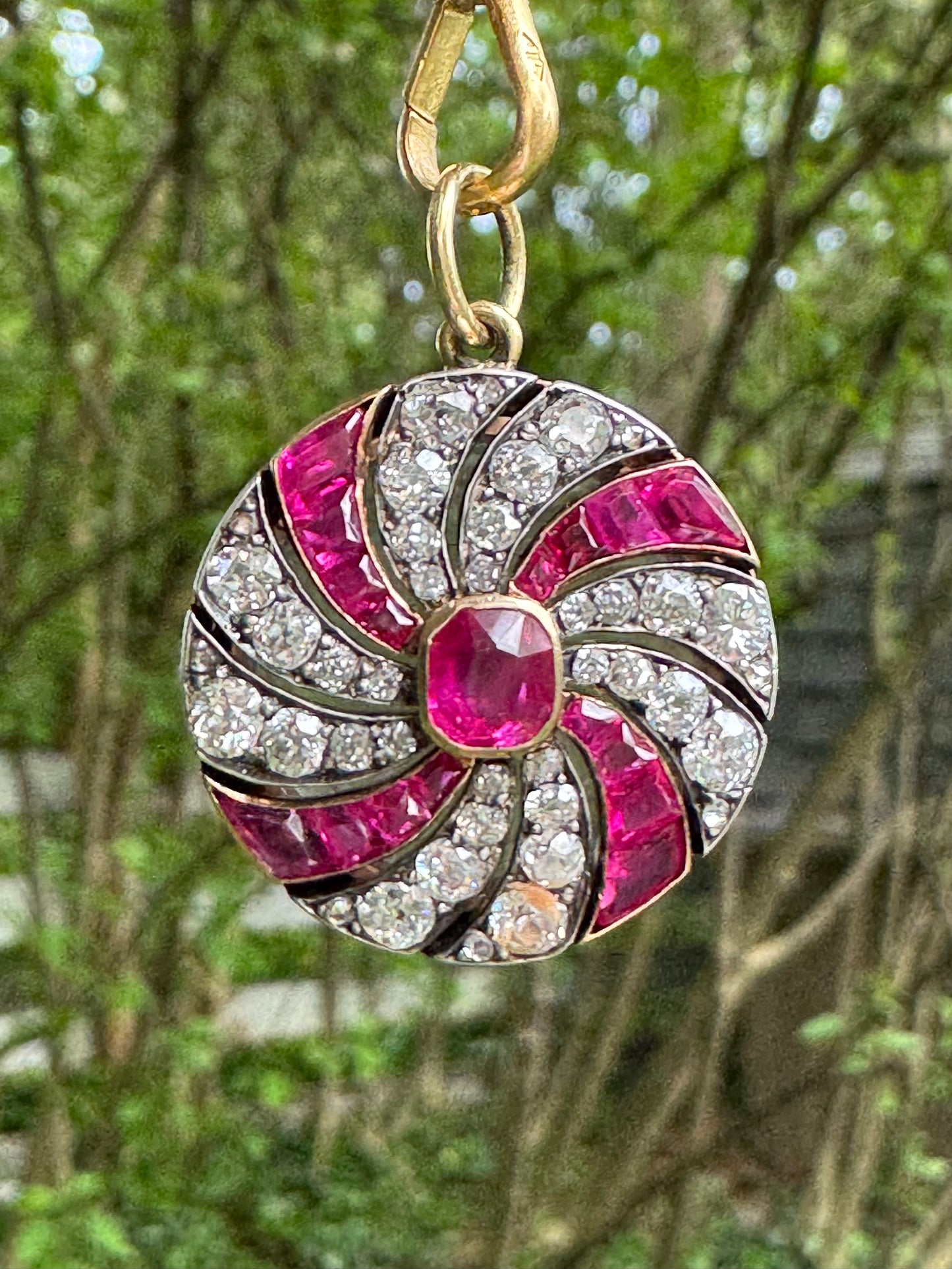 Early Victorian Ruby and Old Mine Cut Diamond Locket