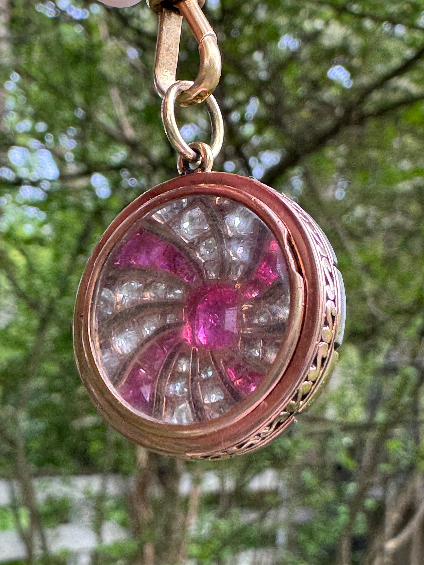 Early Victorian Ruby and Old Mine Cut Diamond Locket