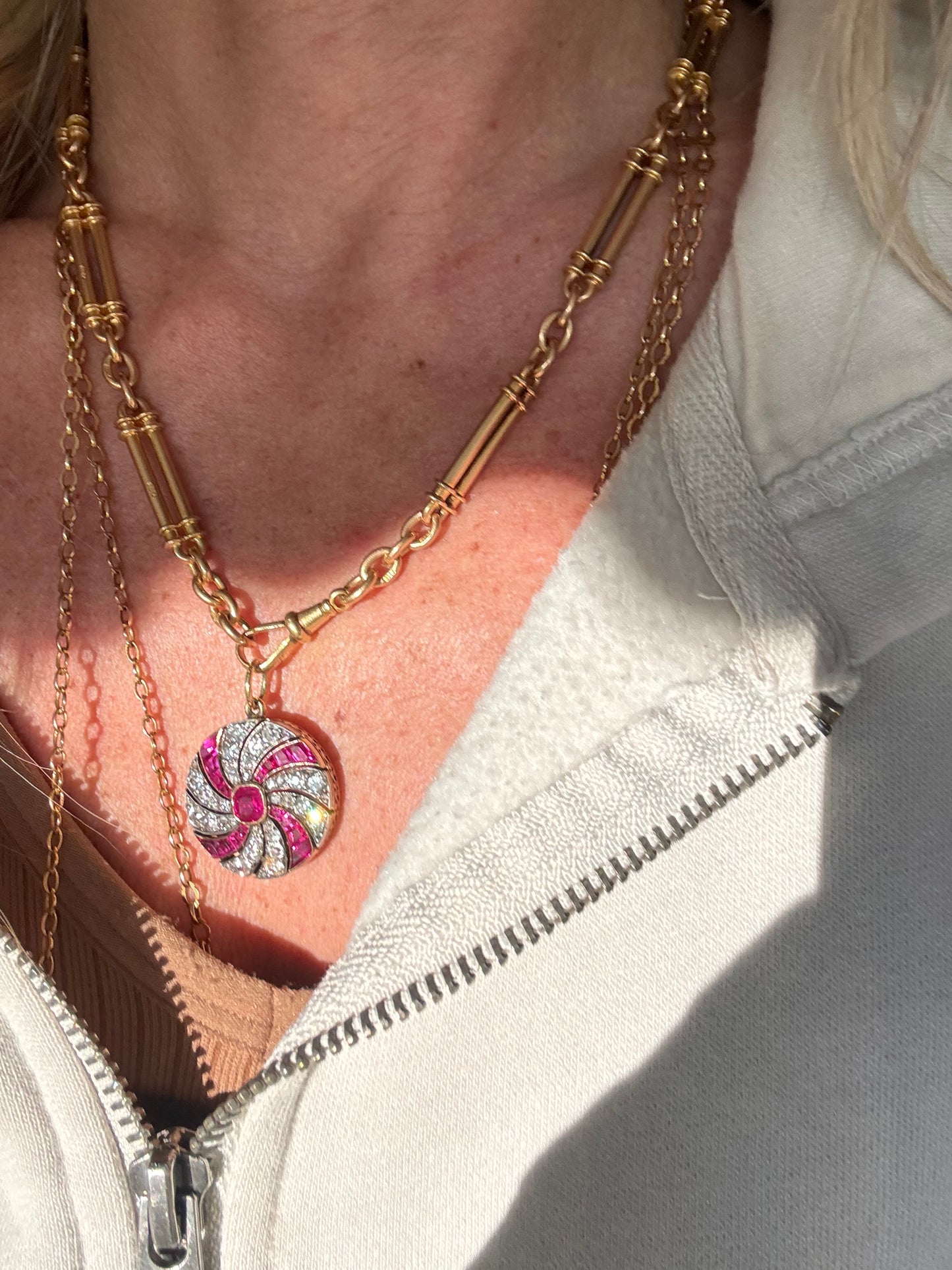 Early Victorian Ruby and Old Mine Cut Diamond Locket