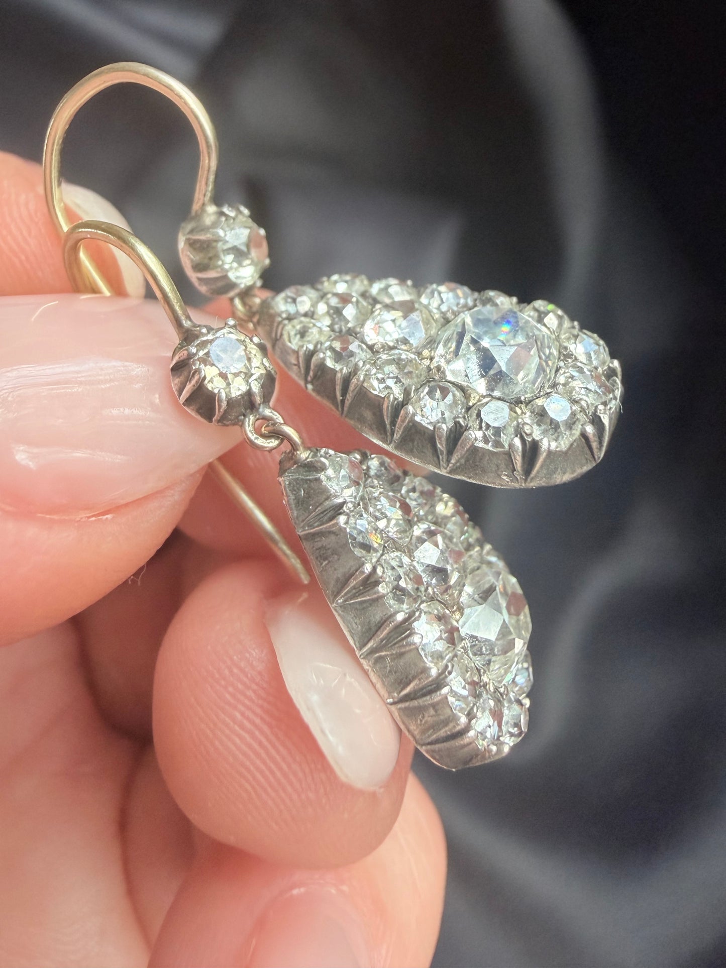 Victorian Old Cut Diamond Drop Earrings