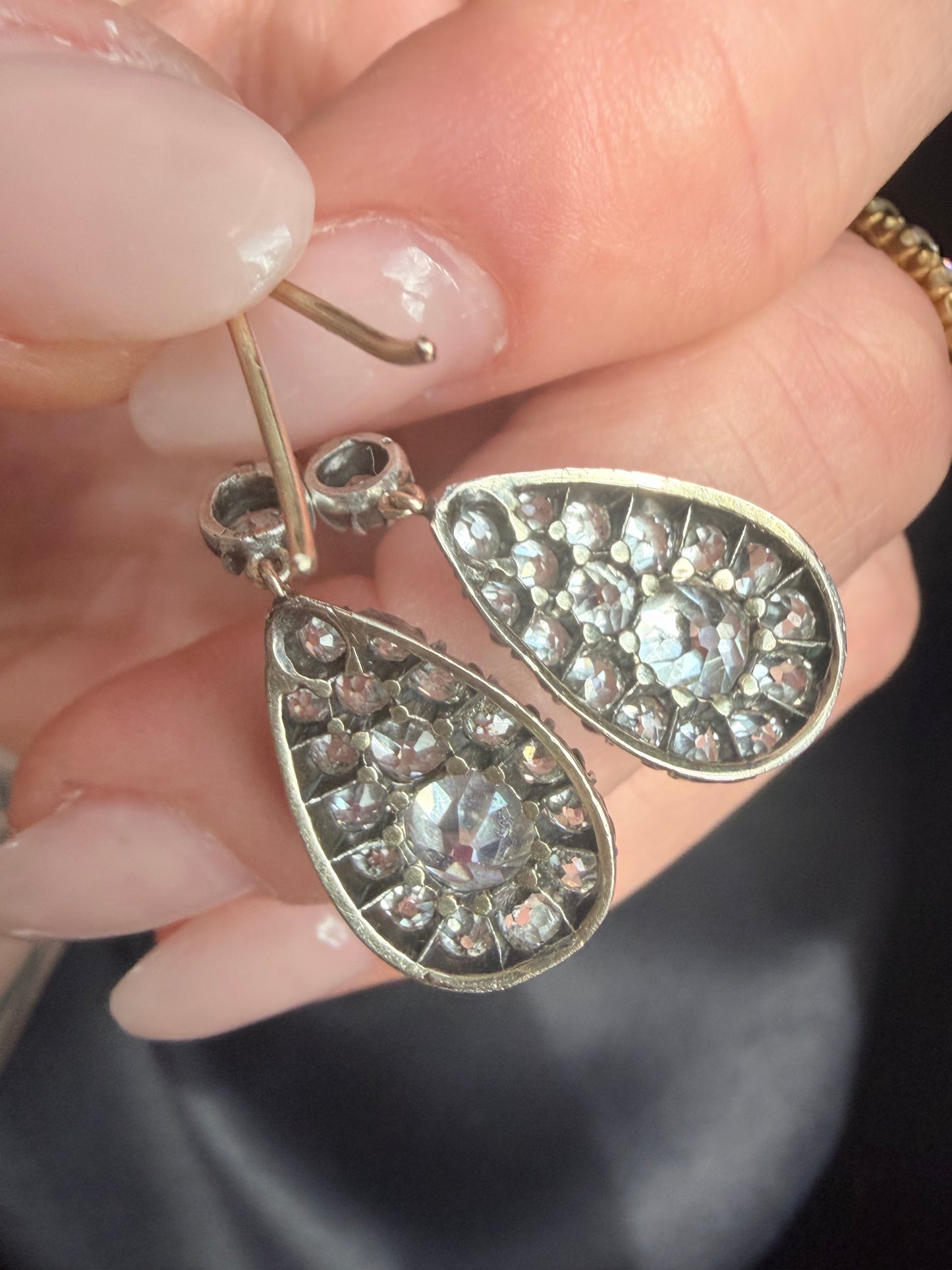Victorian Old Cut Diamond Drop Earrings
