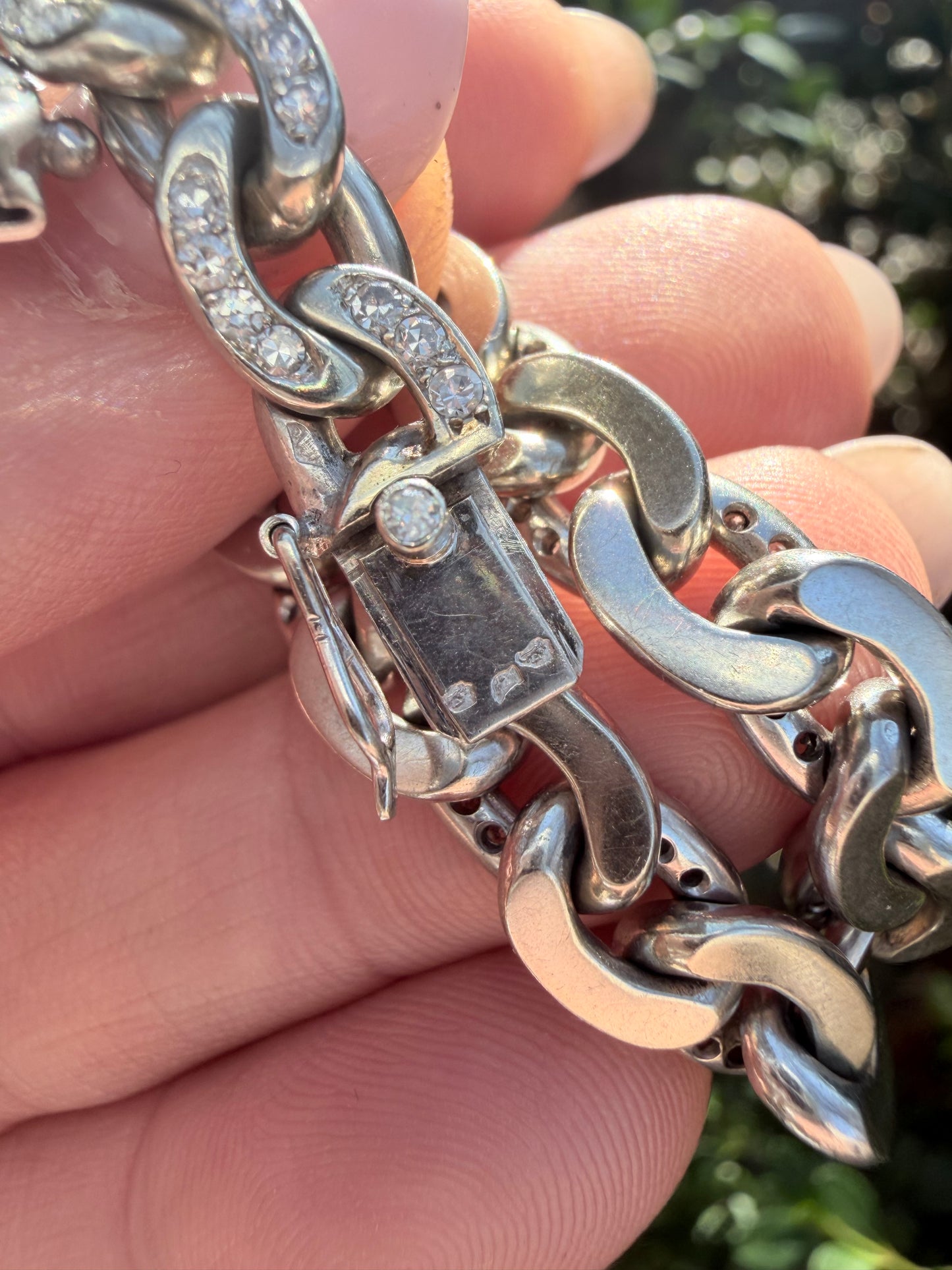 Vintage French Diamond Curb Bracelet