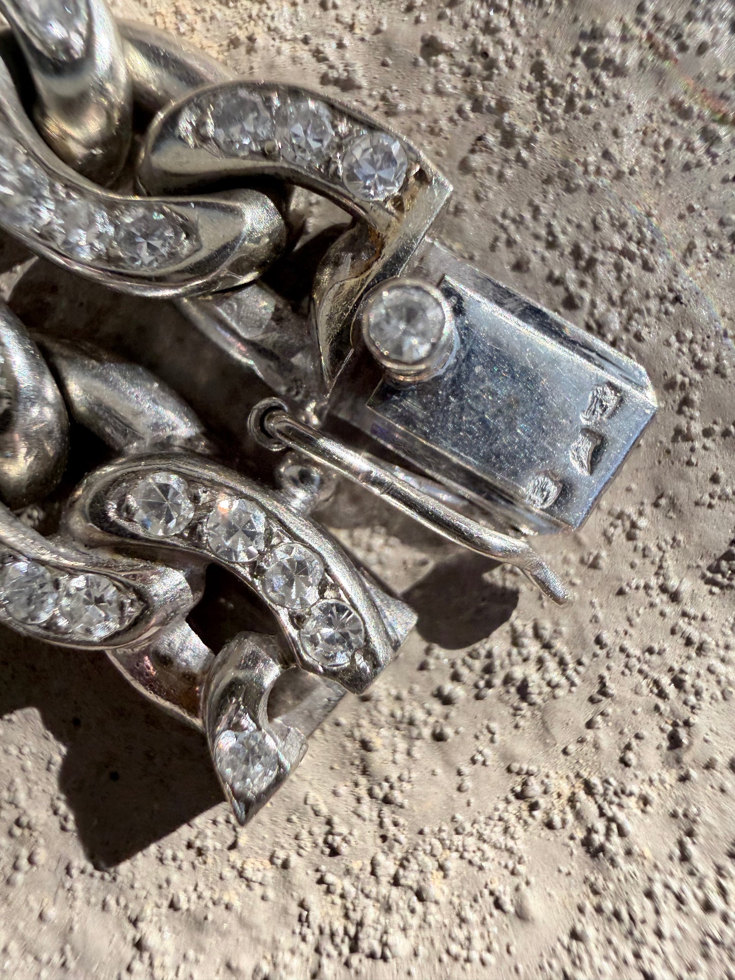 Vintage French Diamond Curb Bracelet