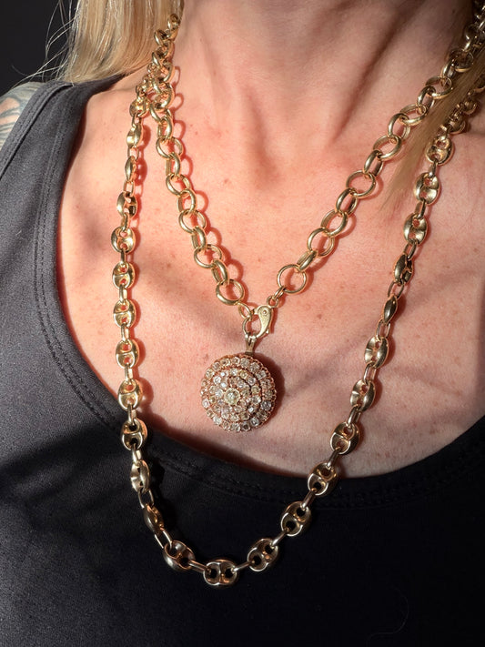Antique Russian Old Mine Cut Diamond Cluster Pendant
