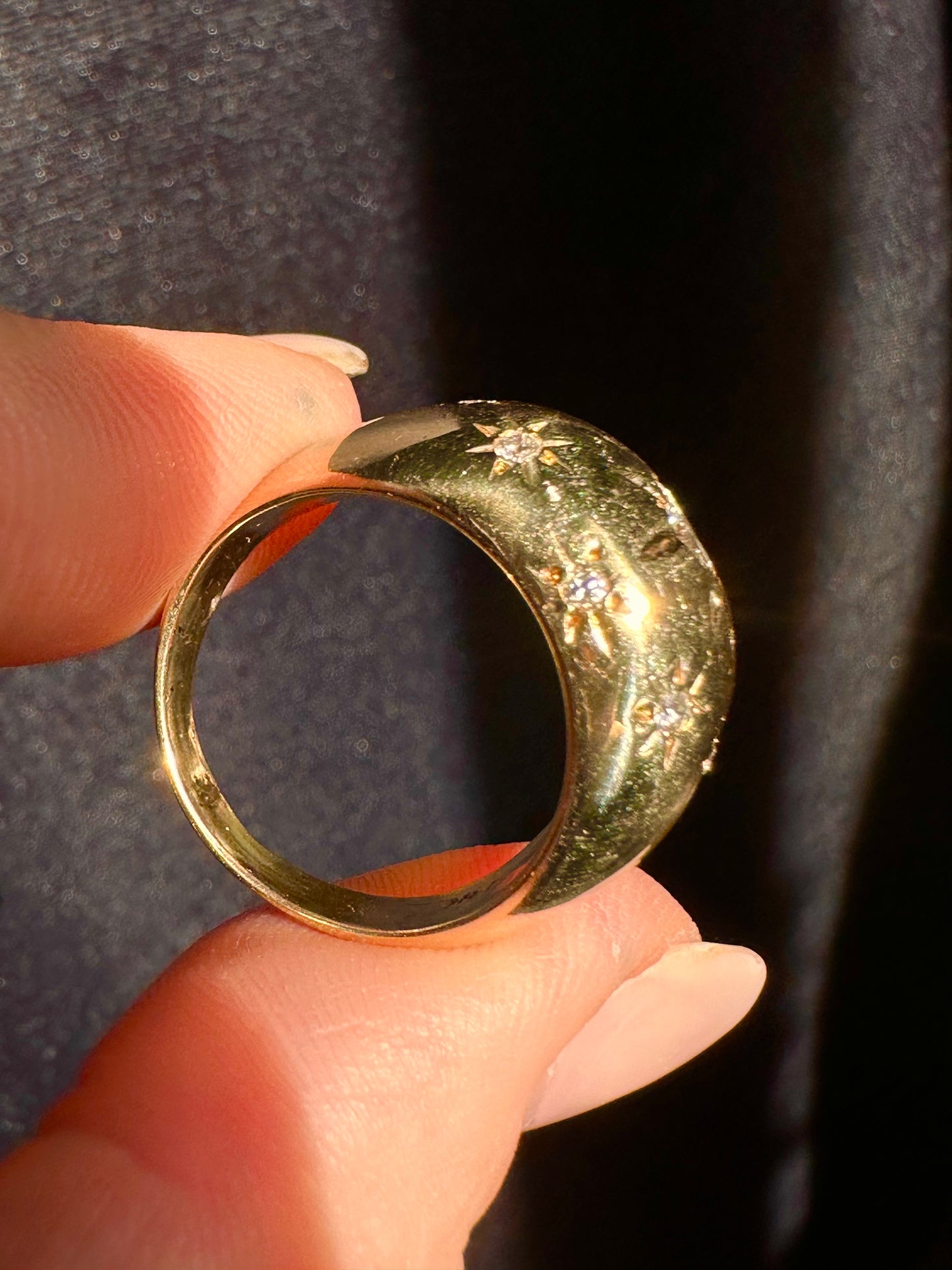 Bomb Star Rings Vintage 14k Yellow Gold Starry Diamond Bombe Ring – Estate Jewelry Mama