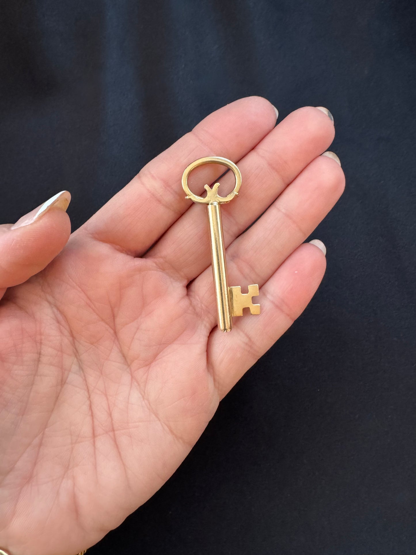 Vintage 14k Gold Key Charm Holder Pendant