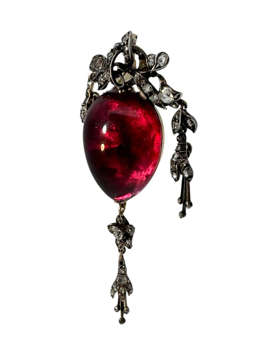 Georgian Garnet Pear Cabochon Pendant