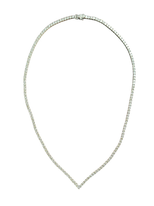 Estate Diamond and 14k White Gold Tennis Necklace