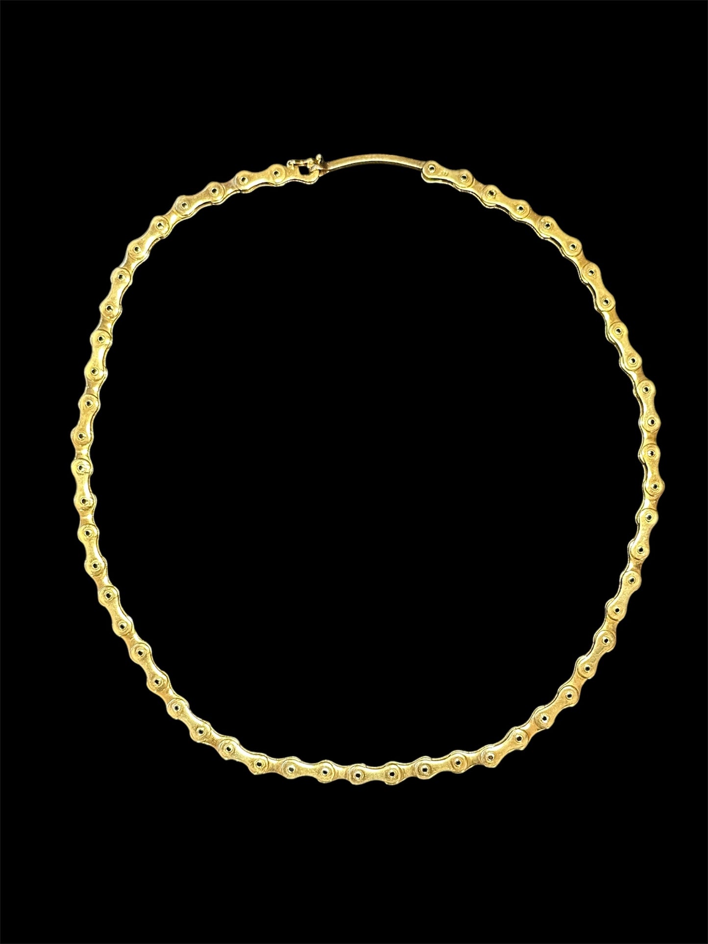 Vintage Solid 14k Yellow Gold Italian Bike Chain Collar Necklace