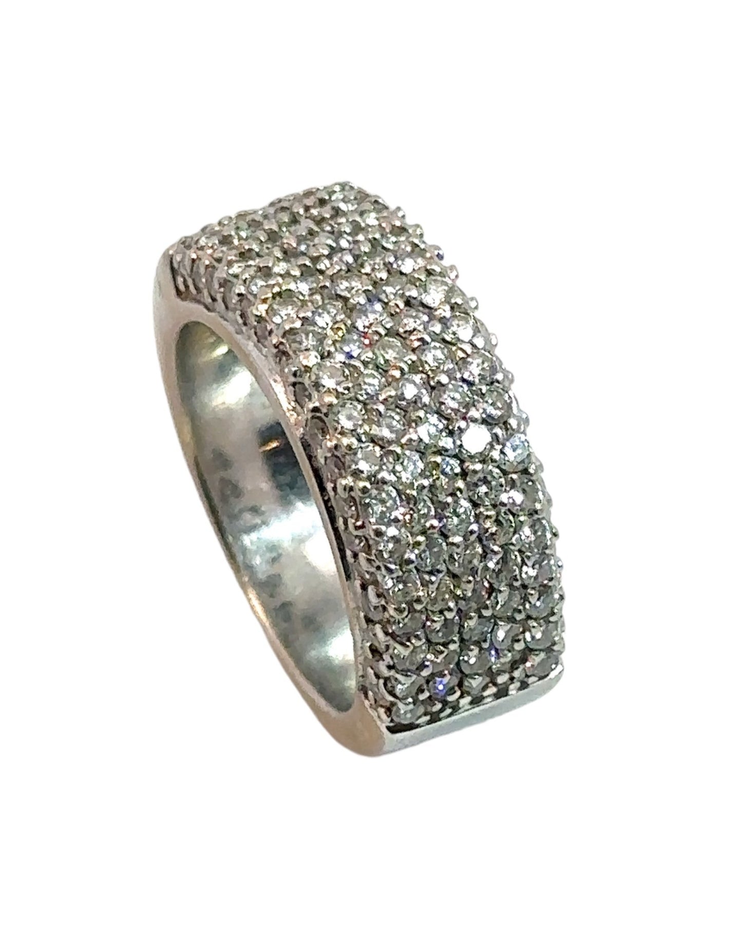 Estate Sonja B. Designs 18k White Gold Pave Diamond Ring