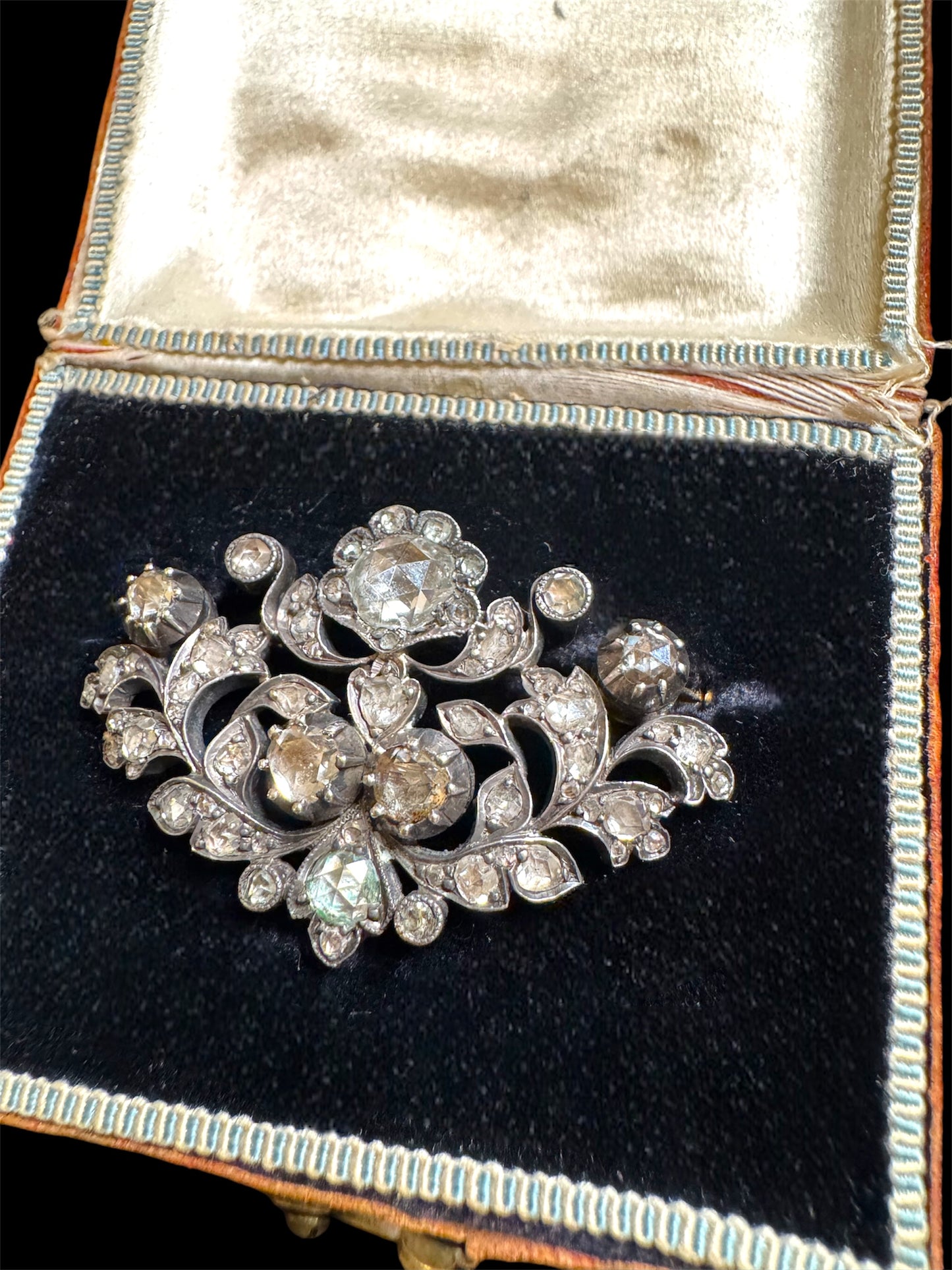 Antique Silver, Gold, and Diamond Floral Anniversary Brooch