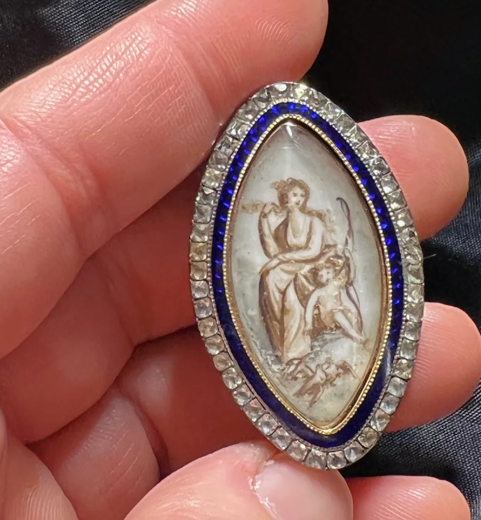 Georgian Miniature Painting Sentimental Brooch