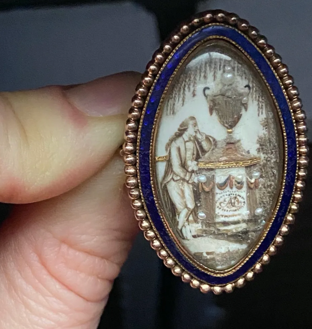 Georgian Mourning Brooch Engraved for Ann Dashwood