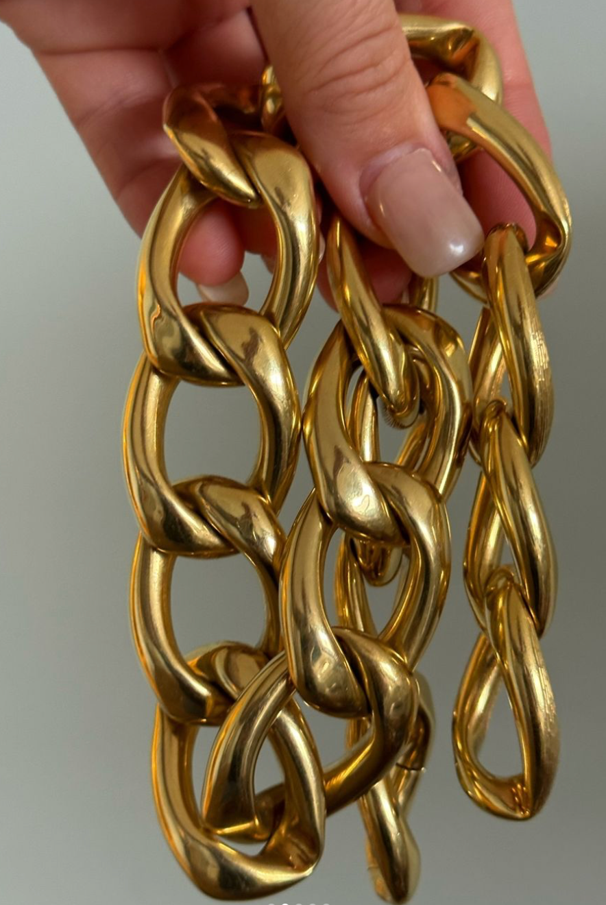 Vintage 18k Yellow Gold Semi-Solid XL Reversible Curb Chain