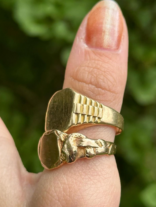Vintage 14k Gold Snake Signet Ring