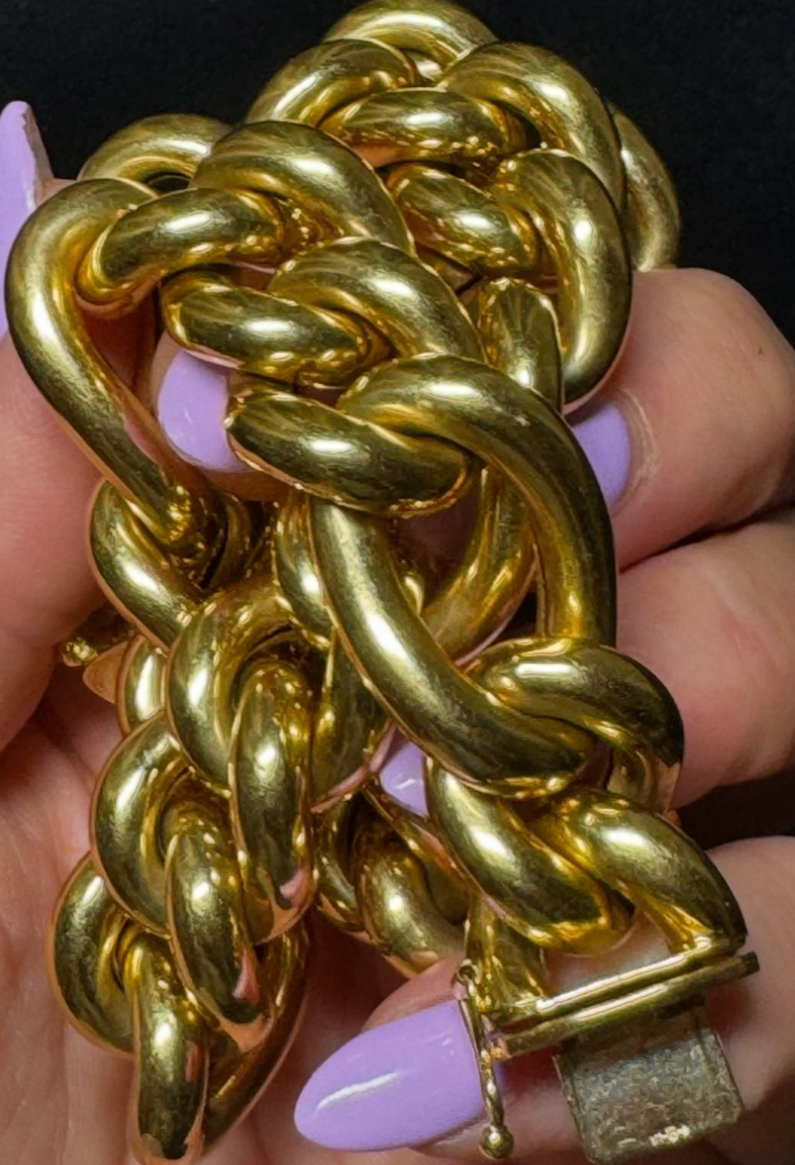 Vintage Craig Drake 18k Yellow Gold XL Alternating Curb Chain