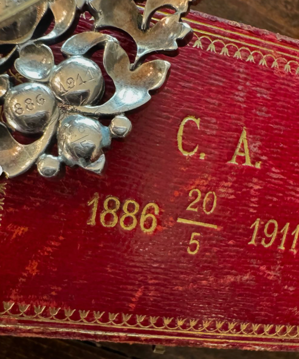 Antique Silver, Gold, and Diamond Floral Anniversary Brooch