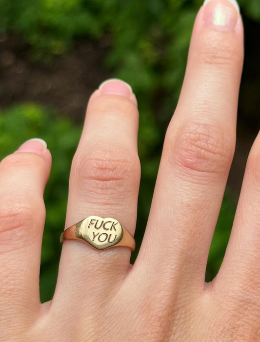OG Epithet Collection 9ct Gold "Fuck You" Heart Signet Ring