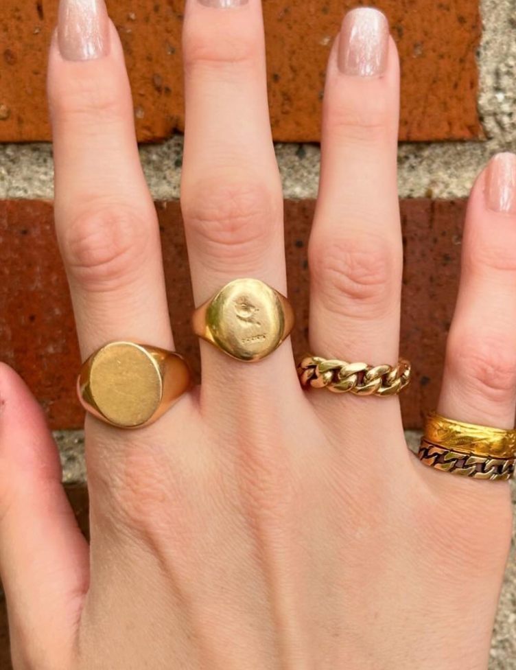 Antique 14k Yellow Gold Faded Dragon Signet Ring