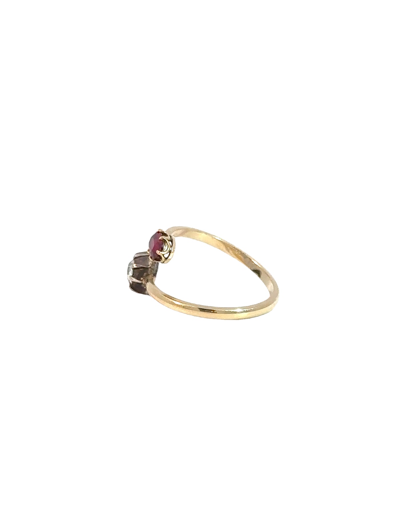 Antique 14k Yellow Gold Toi et Moi Ruby and Diamond Conversion Ring