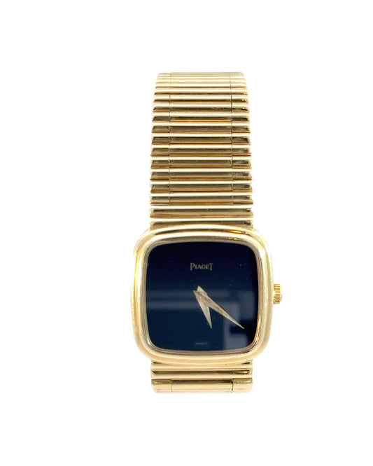 Vintage Piaget 18k Gold and Onyx Dial Watch