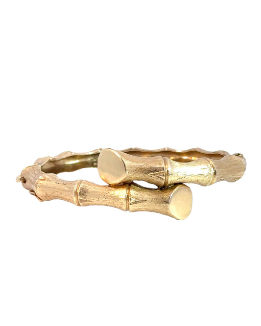 1970s 14k Yellow Gold Bamboo Bangle