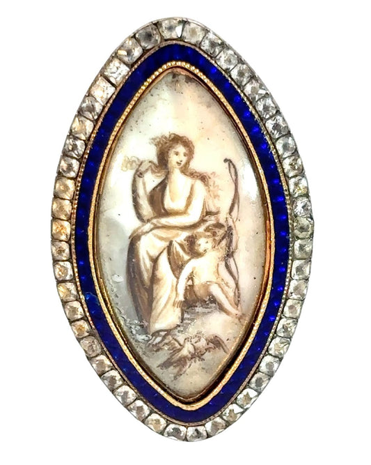 Georgian Miniature Painting Sentimental Brooch