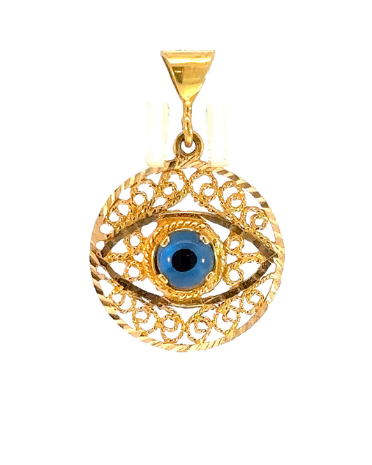 Vintage 21k Yellow Gold Evil Eye Pendant