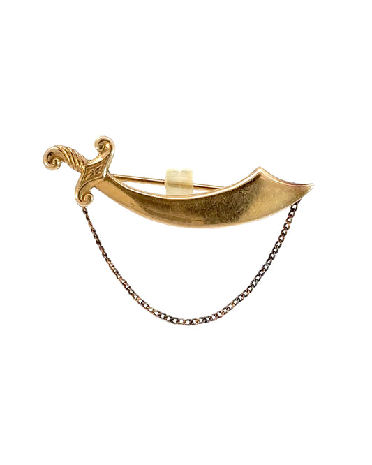 Vintage 14k Yellow Gold Sword Brooch