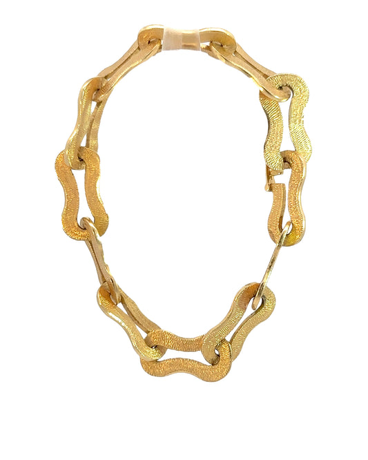 Vintage 18k Yellow Gold Textured Link Bracelet