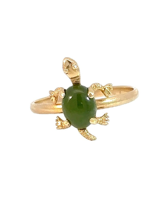 Vintage Jade Turtle Conversion Ring