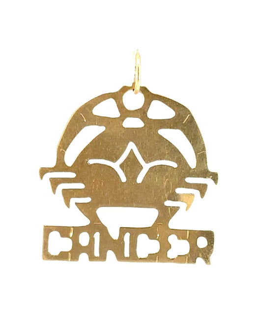 Vintage Zodiac Cancer Crab 14k Gold Pierced Pendant