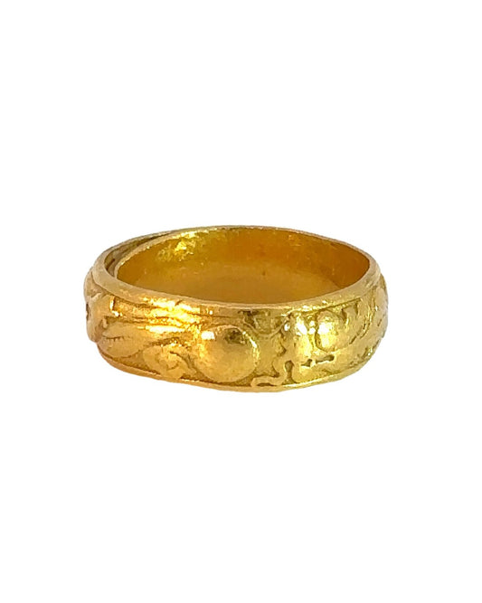Vintage 23k Yellow Gold Dragon and Phoenix Ring