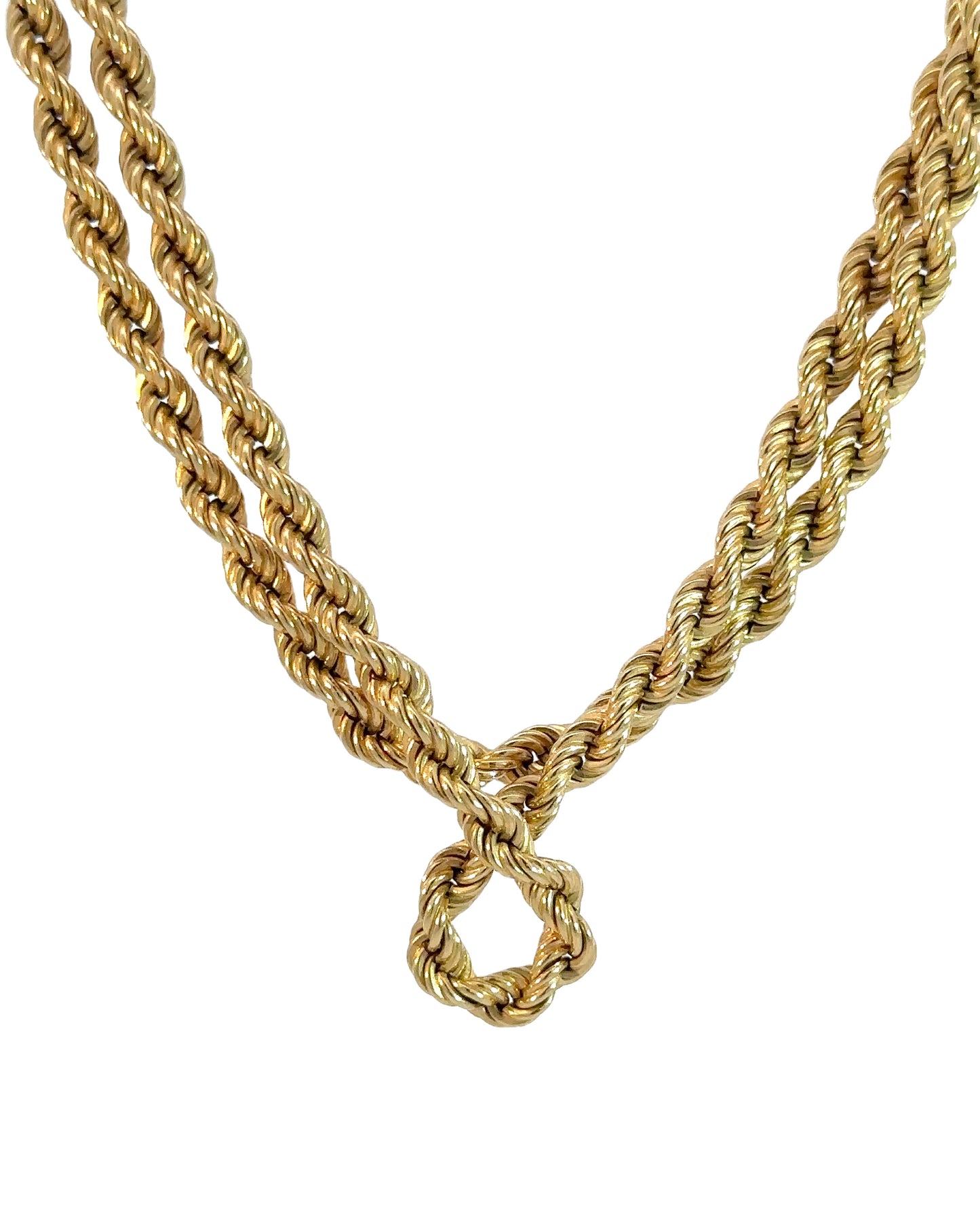 Vintage 18k Yellow Gold Solid Rope Chain