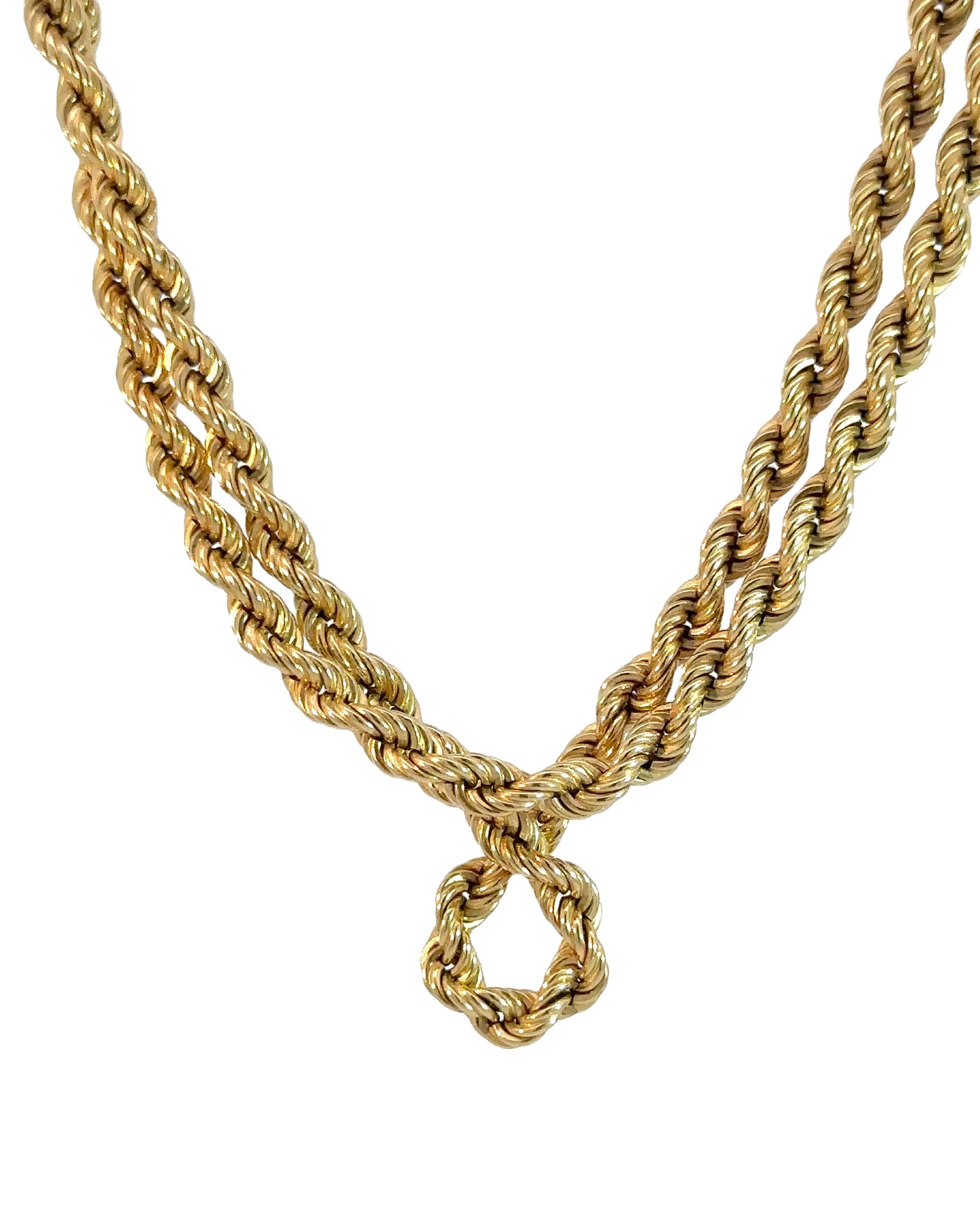 Vintage 18k Yellow Gold Solid Rope Chain