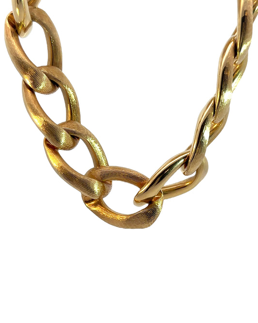 Vintage 18k Yellow Gold Semi-Solid XL Reversible Curb Chain