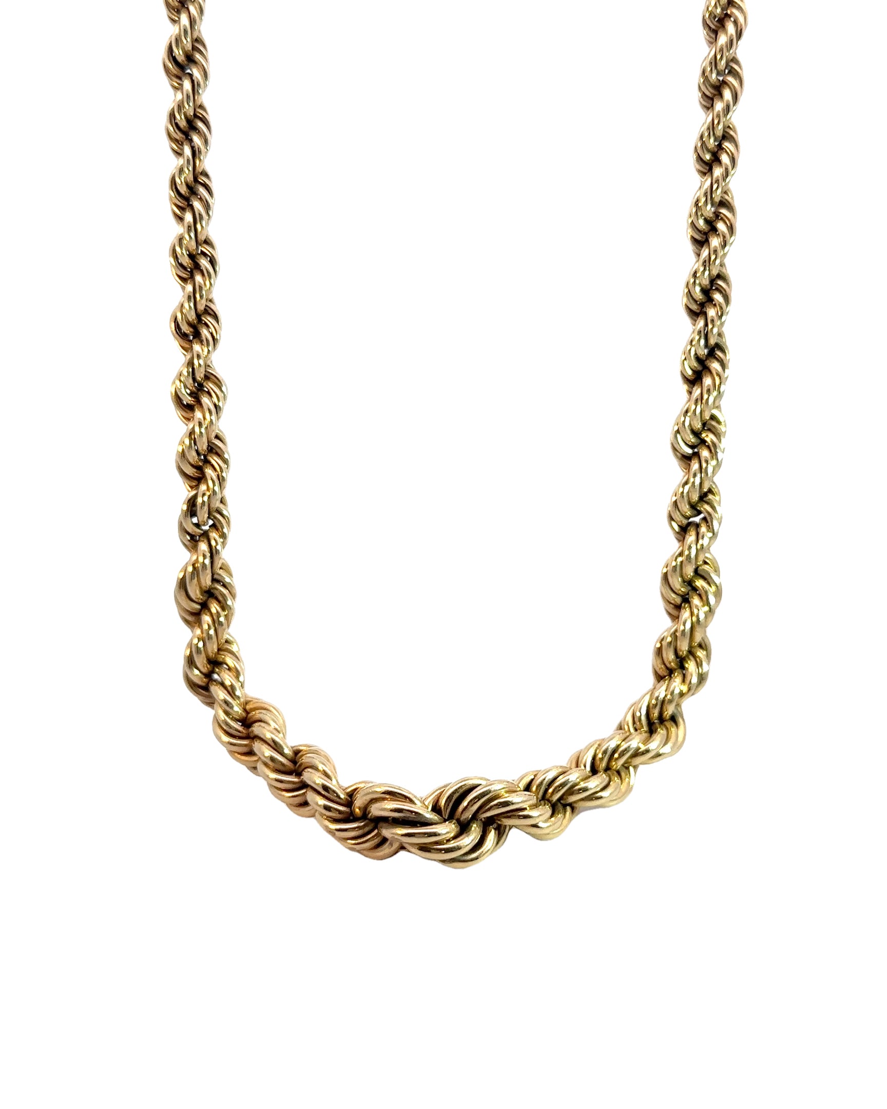 Graduated Rope Chain Vintage 14k Yellow Gold Graduated Semi-Solid Rope Chain – Estate ...