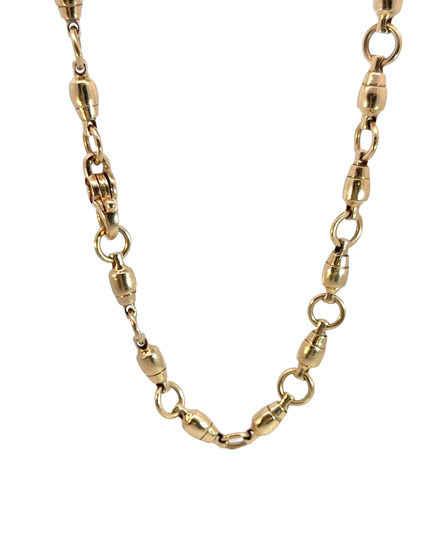 Estate 14k Yellow Gold Solid Bullet Link Chain