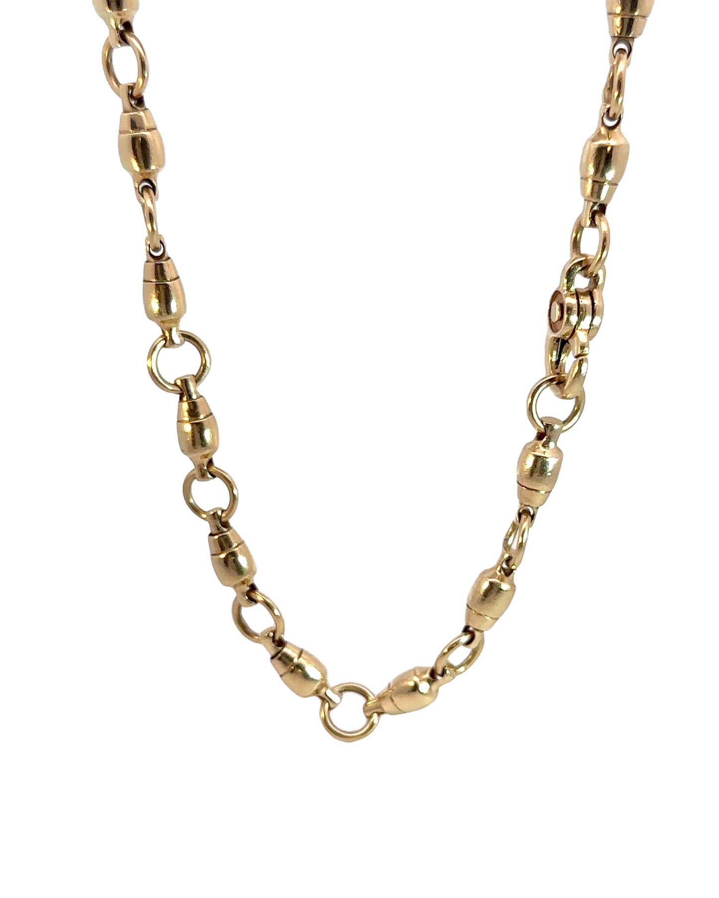 Estate 14k Yellow Gold Solid Bullet Link Chain